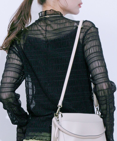 Jayro（ジャイロ）の「スモッキングレース シアーハイネック（Tシャツ/カットソー・レディース・ブルー/オフホワイト/ホワイト/ブラック・M）」の17枚目の写真