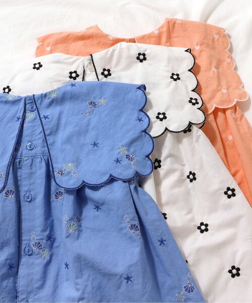 apres les cours（アプレレクール）の「ハート・フラワー・シェル スカラップチュニック（チュニック・キッズ・アイボリー/サーモンピンク/ブルー・80/90/100/110/120/130/140）」の5枚目の写真