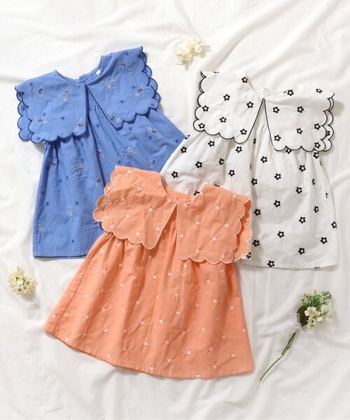 apres les cours（アプレレクール）の「ハート・フラワー・シェル スカラップチュニック（チュニック・キッズ・アイボリー/サーモンピンク/ブルー・80/90/100/110/120/130/140）」の7枚目の写真