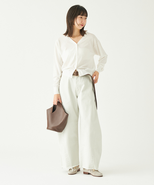 plage(プラージュ)の「PLAIN Vネック カーディガン(カーディガン/ボレロ・レディース・ベージュ/ネイビー/ホワイト/ライトグリーン・FREE)」の5枚目の写真