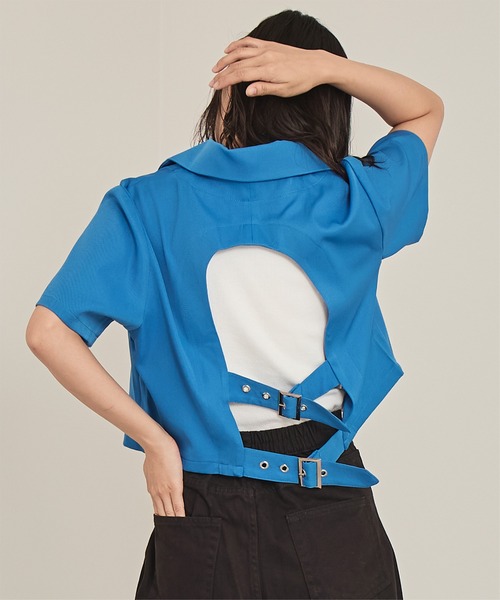 バックベルト半袖テーラードジャケット（テーラードジャケット）｜miette（ミエット）