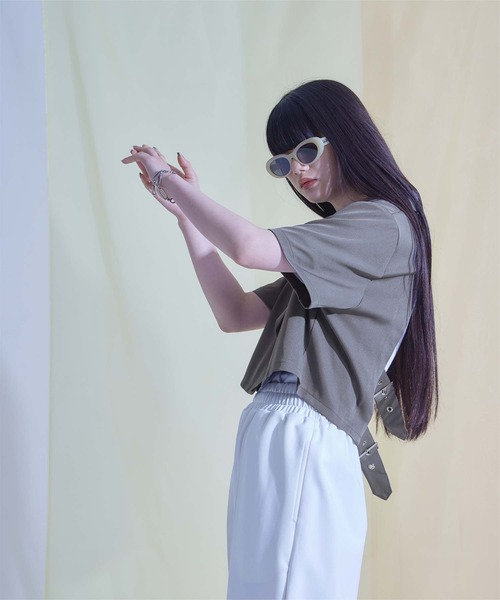 バックベルト半袖テーラードジャケット（テーラードジャケット）｜miette（ミエット）