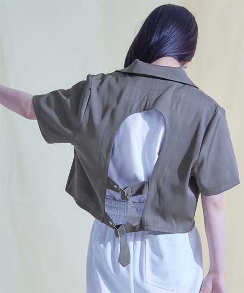 バックベルト半袖テーラードジャケット（テーラードジャケット）｜miette（ミエット）