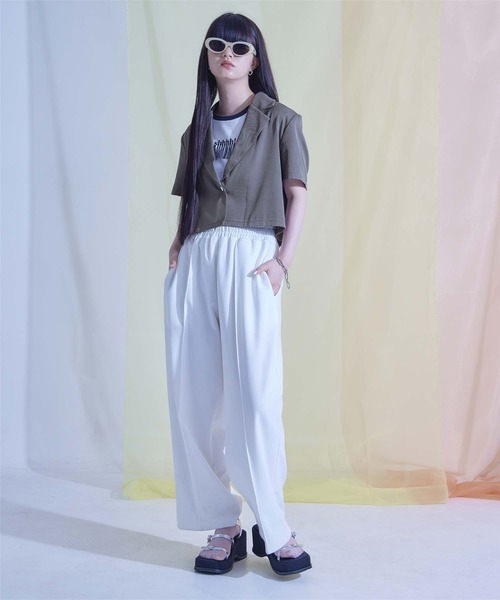 バックベルト半袖テーラードジャケット（テーラードジャケット）｜miette（ミエット）