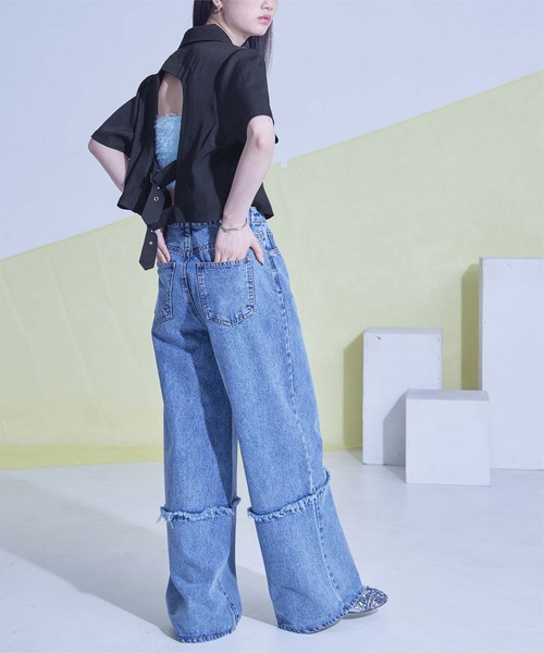 バックベルト半袖テーラードジャケット（テーラードジャケット）｜miette（ミエット）