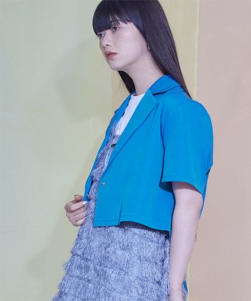 バックベルト半袖テーラードジャケット（テーラードジャケット）｜miette（ミエット）