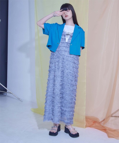 バックベルト半袖テーラードジャケット（テーラードジャケット）｜miette（ミエット）