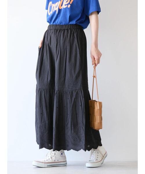 AMERICAN HOLIC(アメリカンホリック)の「インドCottonスカラップ刺繍スカート(スカート・レディース・ブラック/オフホワイト・M/L)」の5枚目の写真