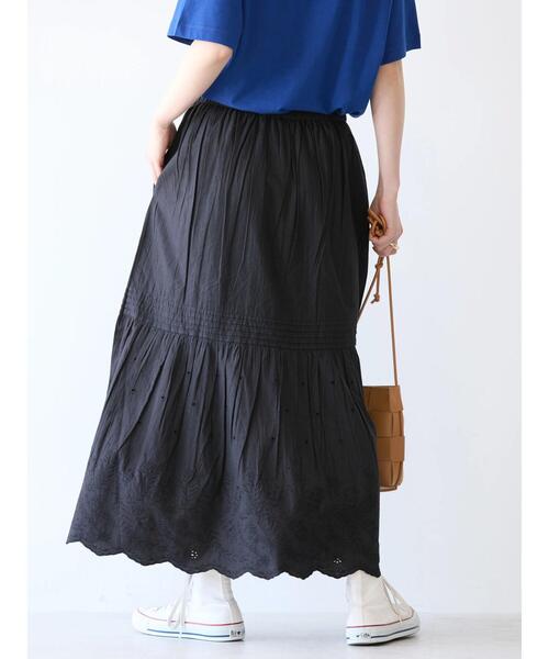 AMERICAN HOLIC(アメリカンホリック)の「インドCottonスカラップ刺繍スカート(スカート・レディース・ブラック/オフホワイト・M/L)」の6枚目の写真