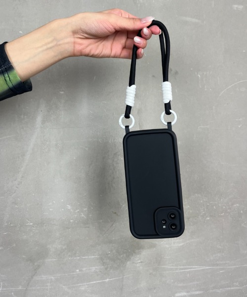 配色 ダブルロープ付き / ハンドストラップ スマホカバー iPhoneケース
