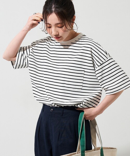 FREAK'S STORE(フリークスストア)の「WEB限定 USAコットン ビッグシルエット 半袖 Tシャツ(Tシャツ/カットソー・レディース・ブラック/レッド/ブラウン/ブルー/オフホワイト/ストライプ・フリ-)」の1枚目の写真