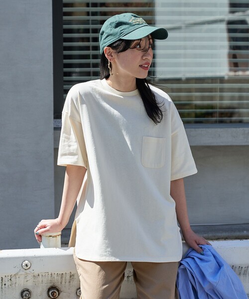 FREAK'S STORE(フリークスストア)の「WEB限定 USAコットン ビッグシルエット 半袖 Tシャツ(Tシャツ/カットソー・レディース・ブラック/レッド/ブラウン/ブルー/オフホワイト/ストライプ・フリ-)」の18枚目の写真