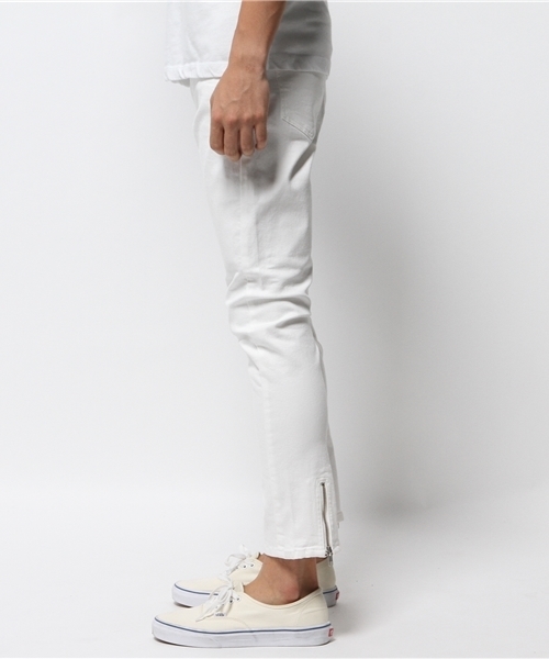 WEGO（ウィゴー）の「WEGO/ドロップクロッチZIPスキニーパンツ（デニムパンツ・メンズ・ブラック/ホワイト・LARGE/MEDIUM）」の4枚目の写真