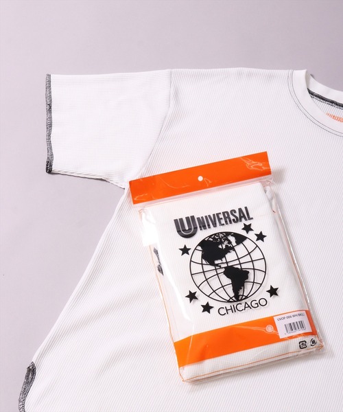 UNIVERSAL OVERALL(ユニバーサルオーバーオール)の「(LG)【UNIVERSAL OVERALL】【パックT】ルーズフィット ワッフル Tシャツ(Tシャツ/カットソー・メンズ・ホワイト系1/ホワイト系2/ブラック系2/ブラック系/ホワイト/ブラック系1・MEDIUM/LARGE/X-LARGE)」の3枚目の写真