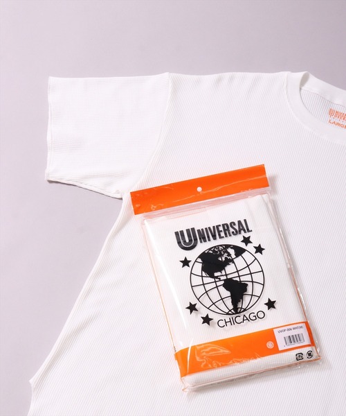 UNIVERSAL OVERALL(ユニバーサルオーバーオール)の「(LG)【UNIVERSAL OVERALL】【パックT】ルーズフィット ワッフル Tシャツ(Tシャツ/カットソー・メンズ・ホワイト系1/ホワイト系2/ブラック系2/ブラック系/ホワイト/ブラック系1・MEDIUM/LARGE/X-LARGE)」の2枚目の写真