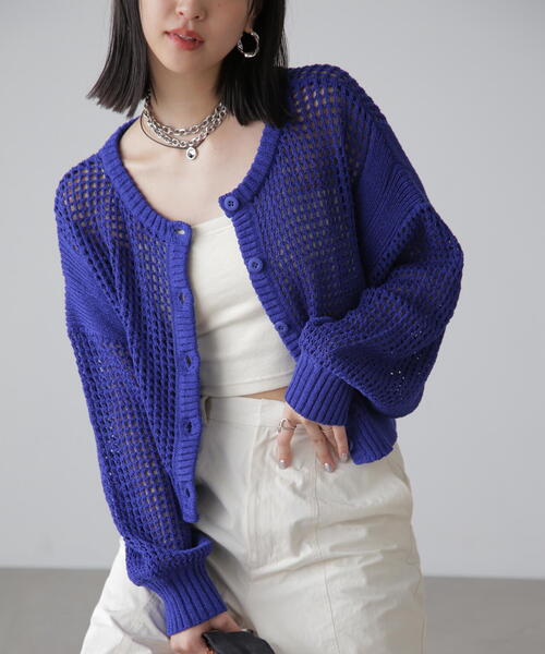 FREE'S MART（フリーズマート）の「◆前後2WAYメッシュニットカーディガン（カーディガン/ボレロ・レディース・ベージュ/ブルー/ブラック・FREE）」の3枚目の写真