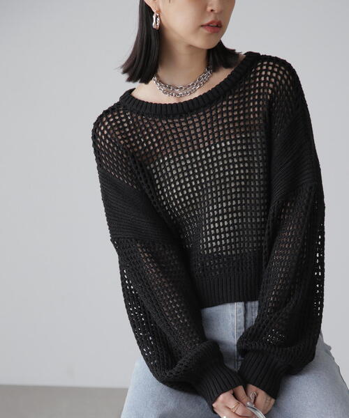 FREE'S MART（フリーズマート）の「◆前後2WAYメッシュニットカーディガン（カーディガン/ボレロ・レディース・ベージュ/ブルー/ブラック・FREE）」の4枚目の写真