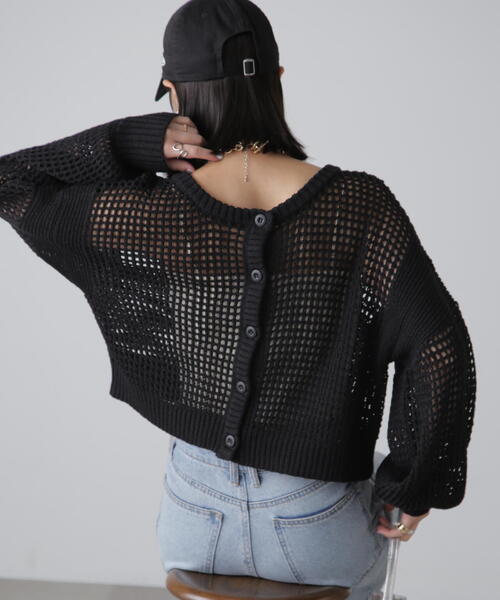 FREE'S MART（フリーズマート）の「◆前後2WAYメッシュニットカーディガン（カーディガン/ボレロ・レディース・ベージュ/ブルー/ブラック・FREE）」の5枚目の写真