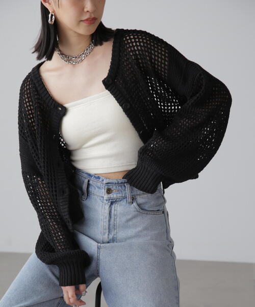 FREE'S MART（フリーズマート）の「◆前後2WAYメッシュニットカーディガン（カーディガン/ボレロ・レディース・ベージュ/ブルー/ブラック・FREE）」の6枚目の写真