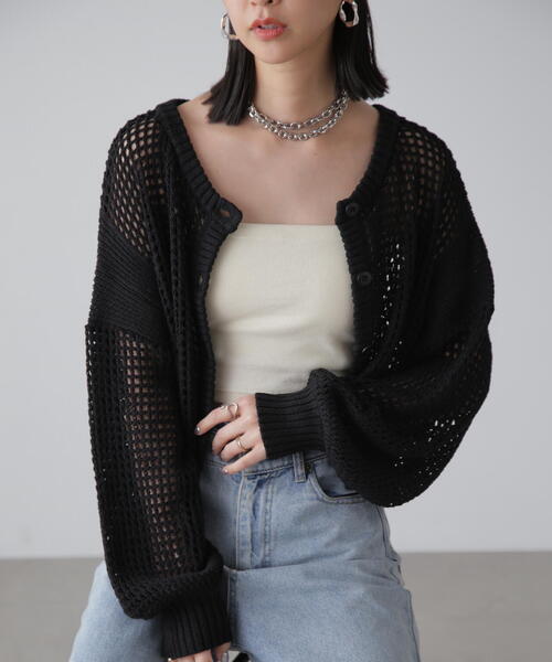 FREE'S MART（フリーズマート）の「◆前後2WAYメッシュニットカーディガン（カーディガン/ボレロ・レディース・ベージュ/ブルー/ブラック・FREE）」の7枚目の写真