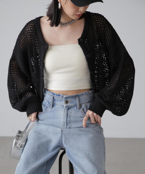 FREE'S MART（フリーズマート）の「◆前後2WAYメッシュニットカーディガン（カーディガン/ボレロ・レディース・ベージュ/ブルー/ブラック・FREE）」の8枚目の写真