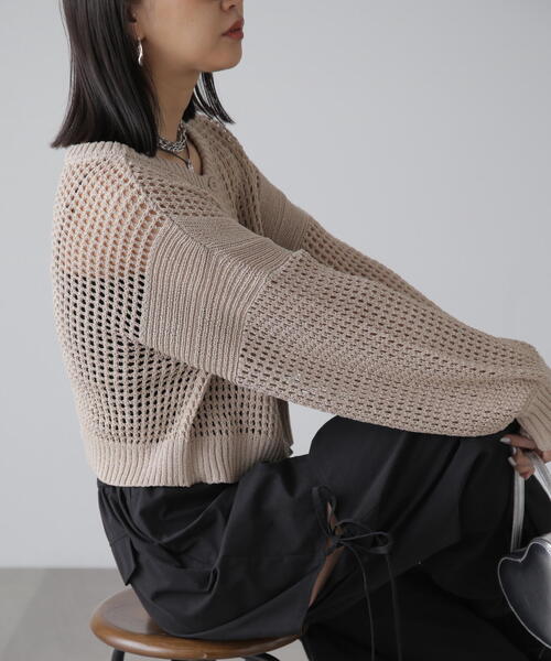 FREE'S MART（フリーズマート）の「◆前後2WAYメッシュニットカーディガン（カーディガン/ボレロ・レディース・ベージュ/ブルー/ブラック・FREE）」の18枚目の写真