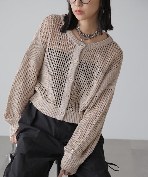 FREE'S MART（フリーズマート）の「◆前後2WAYメッシュニットカーディガン（カーディガン/ボレロ・レディース・ベージュ/ブルー/ブラック・FREE）」の20枚目の写真