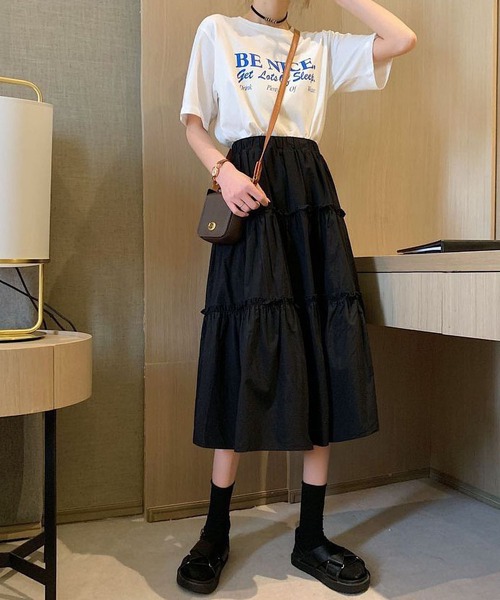 BLANC FICELLE(ブランフィセル)の「切替 スカート(スカート・レディース・ブラック/アイボリー/ベージュ/ホワイト・M)」の19枚目の写真
