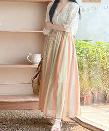 デザイン柄ロングフレアスカート