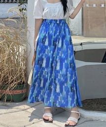 デザイン柄ロングフレアスカート