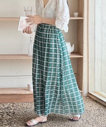 デザイン柄ロングフレアスカート