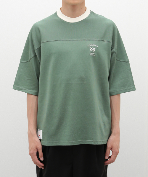 B.C STOCK(ベーセーストック)の「R/CフットボールTシャツ(Tシャツ/カットソー・メンズ・ボルドー/グリーン/ホワイト・LARGE/MEDIUM)」の9枚目の写真