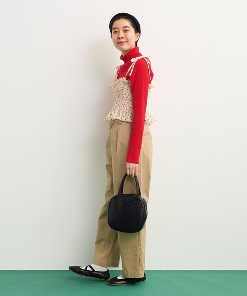 CHILD WOMAN（チャイルドウーマン）の「☆ストレッチシアサッカードット シャーリングショートキャミ（キャミソール・レディース・ブラック/アイボリー・FREE）」の15枚目の写真