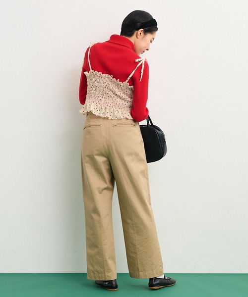 CHILD WOMAN（チャイルドウーマン）の「☆ストレッチシアサッカードット シャーリングショートキャミ（キャミソール・レディース・ブラック/アイボリー・FREE）」の16枚目の写真