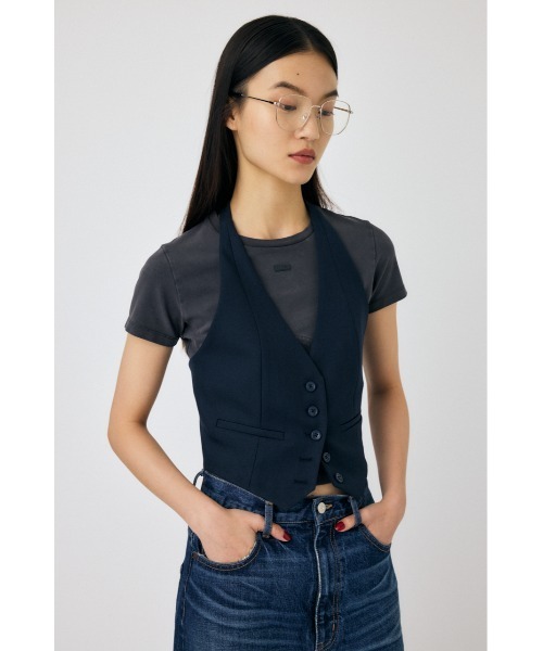 MOUSSY（マウジー）の「HALTER NECK SUMMER ベスト（ベスト・レディース・ライトグレー/ダークネイビー/ライトベージュ・1/2）」の3枚目の写真