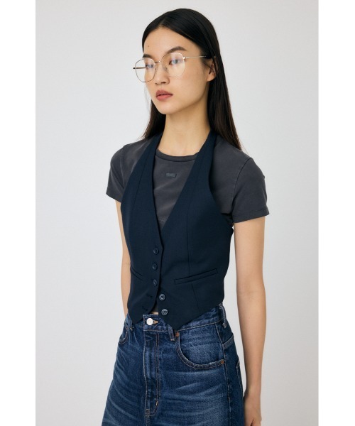 MOUSSY（マウジー）の「HALTER NECK SUMMER ベスト（ベスト・レディース・ライトグレー/ダークネイビー/ライトベージュ・1/2）」の8枚目の写真
