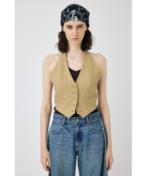 MOUSSY（マウジー）の「HALTER NECK SUMMER ベスト（ベスト・レディース・ライトグレー/ダークネイビー/ライトベージュ・1/2）」の16枚目の写真