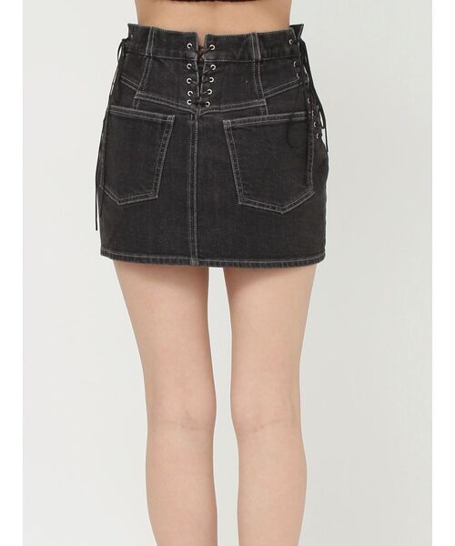 EATME（イートミー）の「レースアップデニムスカート（セットアップ可能）（デニムスカート・レディース・ライトブルー/ブラック/ブルー・SMALL/MEDIUM）」の4枚目の写真