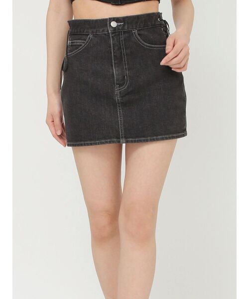 EATME（イートミー）の「レースアップデニムスカート（セットアップ可能）（デニムスカート・レディース・ライトブルー/ブラック/ブルー・SMALL/MEDIUM）」の6枚目の写真