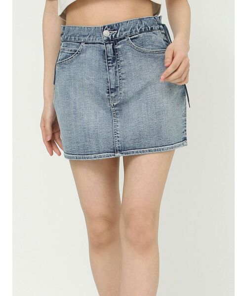 EATME（イートミー）の「レースアップデニムスカート（セットアップ可能）（デニムスカート・レディース・ライトブルー/ブラック/ブルー・SMALL/MEDIUM）」の8枚目の写真