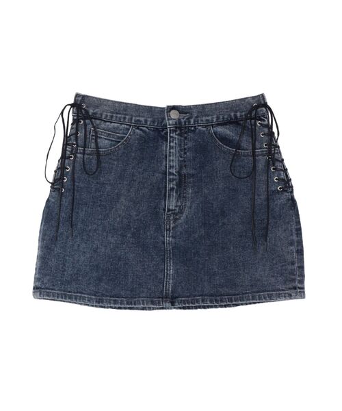EATME（イートミー）の「レースアップデニムスカート（セットアップ可能）（デニムスカート・レディース・ライトブルー/ブラック/ブルー・SMALL/MEDIUM）」の9枚目の写真