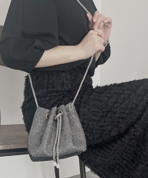 NAUL（ナウル）の「ラメドロストリングバッグ ミニバッグ 巾着