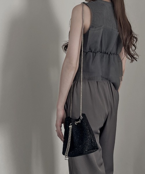 NAUL（ナウル）の「ラメドロストリングバッグ ミニバッグ 巾着