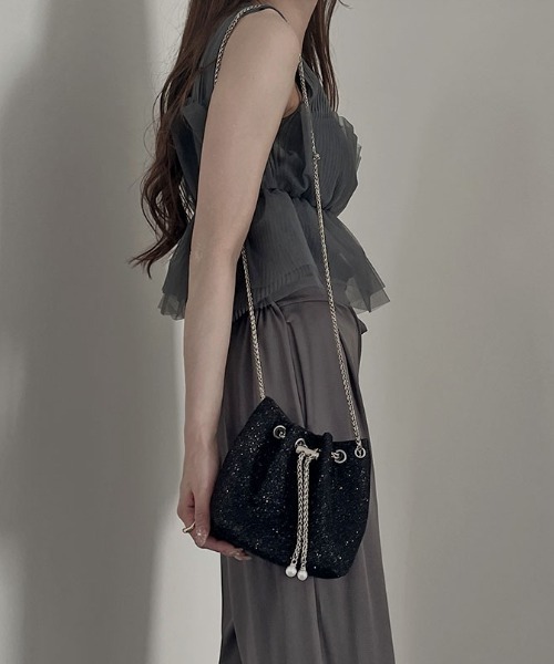 NAUL（ナウル）の「ラメドロストリングバッグ ミニバッグ 巾着