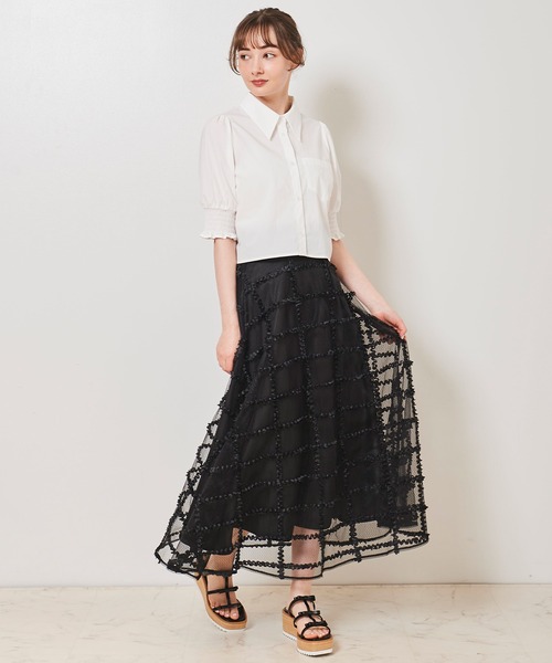 31 Sons de mode（トランテアン　ソン　ドゥ　モード）の「シャーリング袖クロップドシャツ（シャツ/ブラウス・レディース・ネイビー/ライトグリーン/オフホワイト・36）」の7枚目の写真