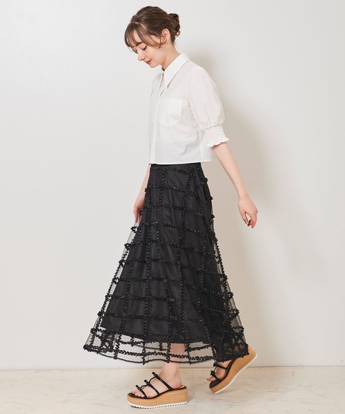 31 Sons de mode（トランテアン　ソン　ドゥ　モード）の「シャーリング袖クロップドシャツ（シャツ/ブラウス・レディース・ネイビー/ライトグリーン/オフホワイト・36）」の8枚目の写真