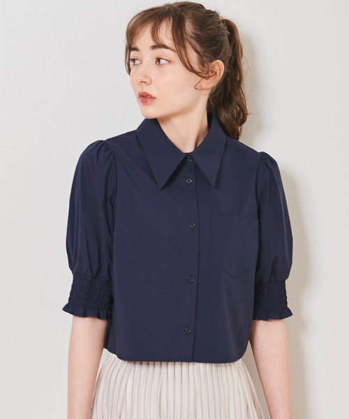 31 Sons de mode（トランテアン　ソン　ドゥ　モード）の「シャーリング袖クロップドシャツ（シャツ/ブラウス・レディース・ネイビー/ライトグリーン/オフホワイト・36）」の18枚目の写真