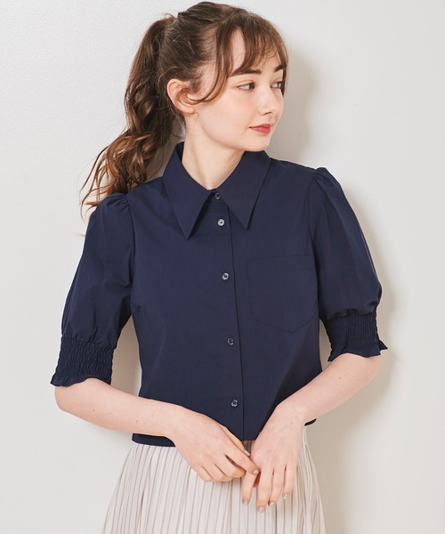 31 Sons de mode（トランテアン　ソン　ドゥ　モード）の「シャーリング袖クロップドシャツ（シャツ/ブラウス・レディース・ネイビー/ライトグリーン/オフホワイト・36）」の19枚目の写真