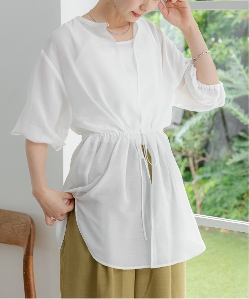 LEPSIM（レプシィム）の「2P2WAYデザイン5分袖ブラウス【2点セット】　116422（シャツ/ブラウス・レディース・オレンジ/ブラック/ベージュ/オフホワイト・FREE）」の2枚目の写真