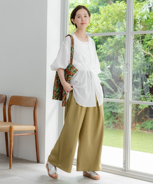 LEPSIM（レプシィム）の「2P2WAYデザイン5分袖ブラウス【2点セット】　116422（シャツ/ブラウス・レディース・オレンジ/ブラック/ベージュ/オフホワイト・FREE）」の21枚目の写真